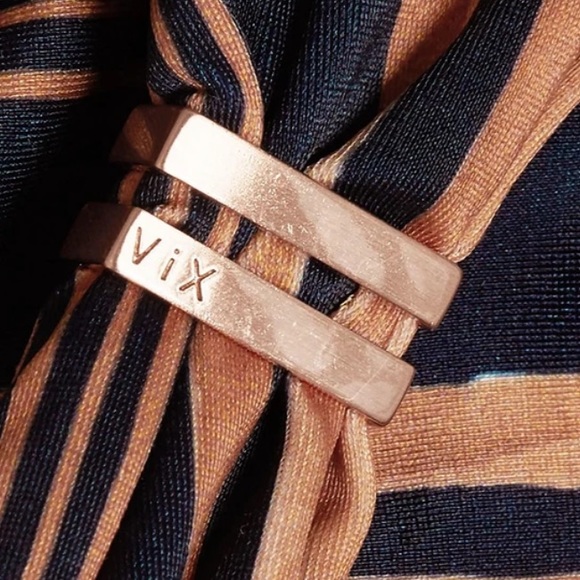 Vix Paula Hermanny Isabela Bia Gold & Blue Striped Bikini Brief Bottoms NWT XL - Picture 8 of 16